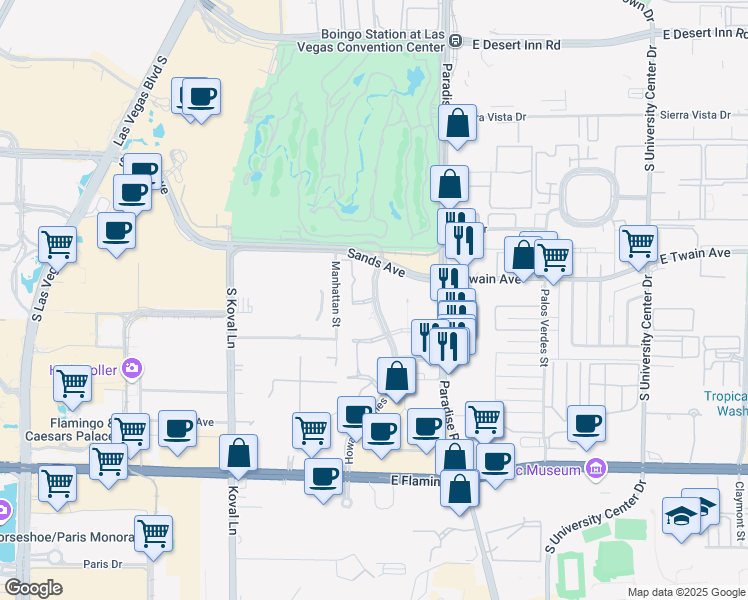 map of restaurants, bars, coffee shops, grocery stores, and more near 3773 Howard Hughes Parkway in Las Vegas