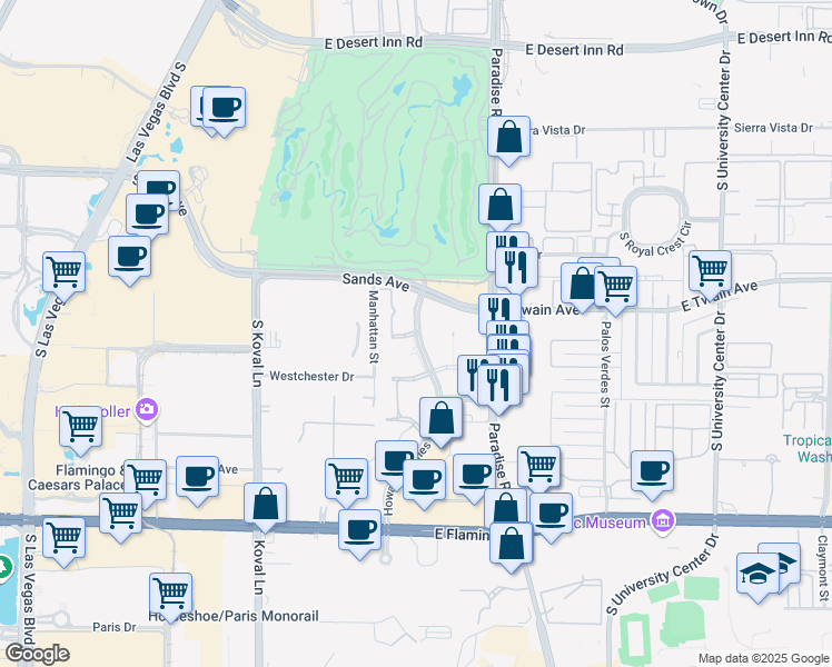 map of restaurants, bars, coffee shops, grocery stores, and more near 3753 Howard Hughes Parkway in Las Vegas