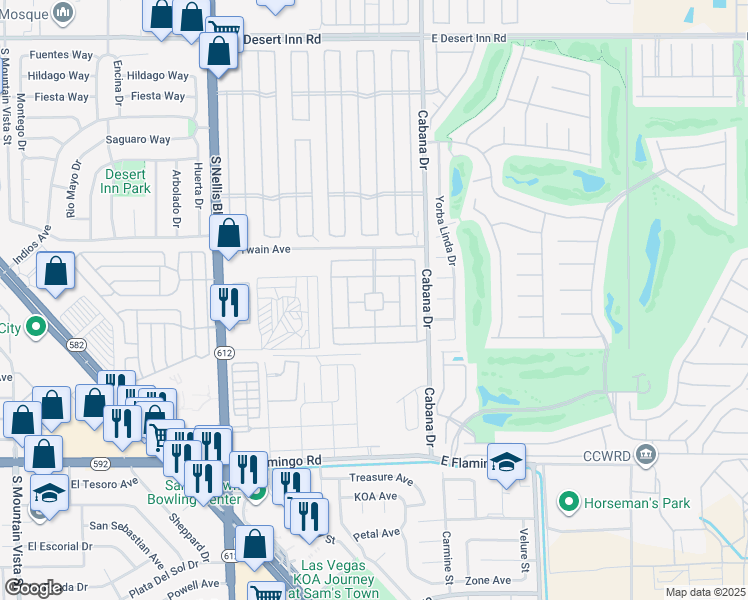 map of restaurants, bars, coffee shops, grocery stores, and more near Scotch Drive in Las Vegas