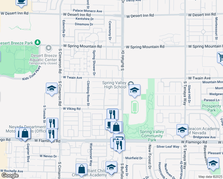 map of restaurants, bars, coffee shops, grocery stores, and more near 7873 Delta Oak Court in Las Vegas