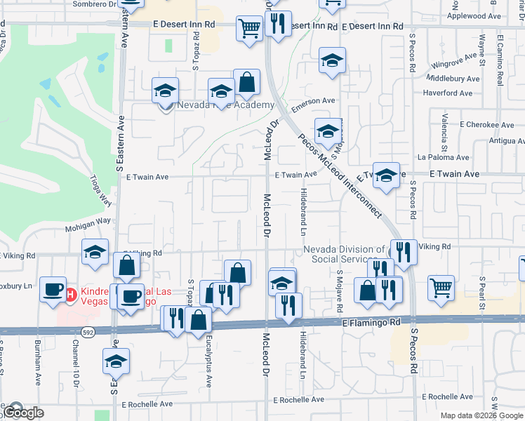 map of restaurants, bars, coffee shops, grocery stores, and more near 3826 Chase Glen Circle in Las Vegas