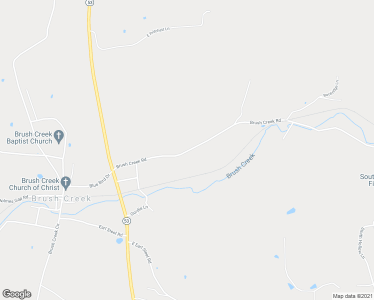 map of restaurants, bars, coffee shops, grocery stores, and more near 39 Brush Creek Road in Brush Creek
