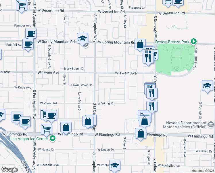 map of restaurants, bars, coffee shops, grocery stores, and more near 8886 Blake Alan Avenue in Las Vegas