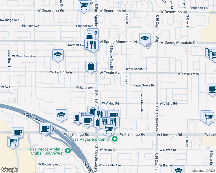 map of restaurants, bars, coffee shops, grocery stores, and more near 9353 West Twain Avenue in Las Vegas