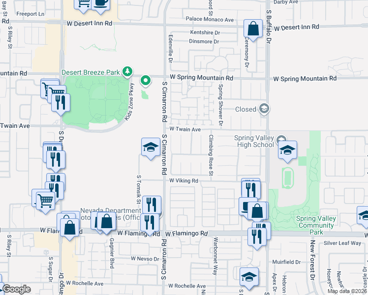 map of restaurants, bars, coffee shops, grocery stores, and more near 8161 Yellow Daisy Avenue in Las Vegas
