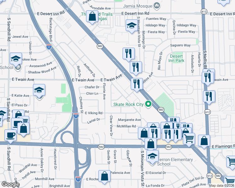 map of restaurants, bars, coffee shops, grocery stores, and more near 4455 Casa Blanca Street in Las Vegas