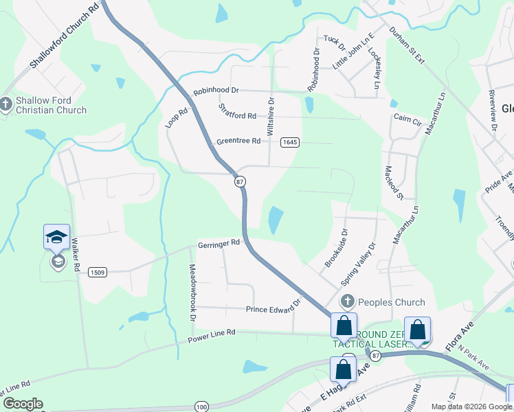 map of restaurants, bars, coffee shops, grocery stores, and more near 575 North Carolina 87 in Burlington
