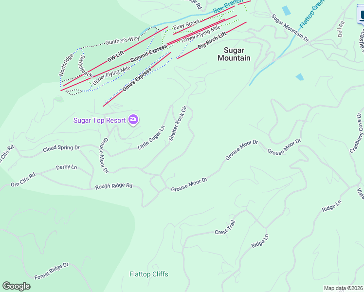 map of restaurants, bars, coffee shops, grocery stores, and more near 345 Shelter Rock Circle in Sugar Mountain