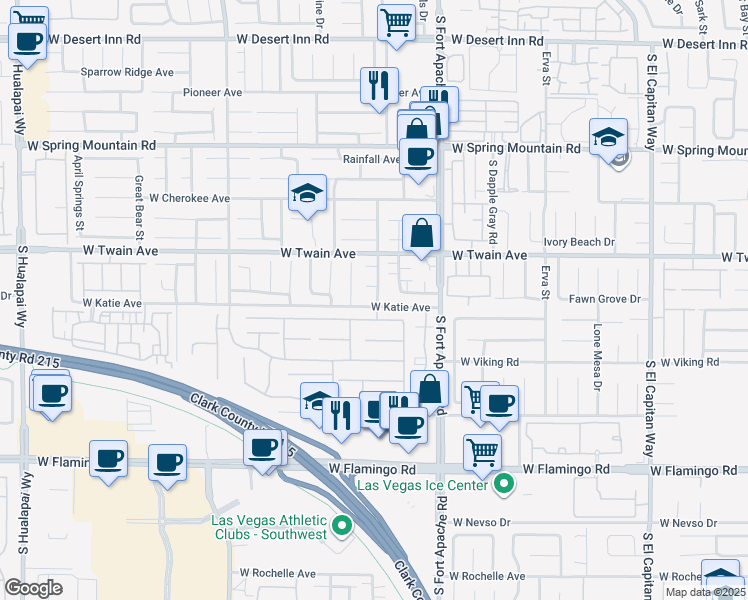 map of restaurants, bars, coffee shops, grocery stores, and more near 3750 Tranquil Canyon Court in Las Vegas