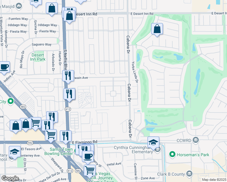 map of restaurants, bars, coffee shops, grocery stores, and more near Scotch Drive in Las Vegas