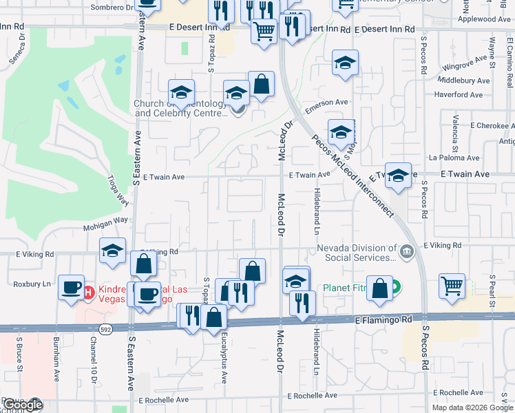map of restaurants, bars, coffee shops, grocery stores, and more near 2856 Cape Hope Way in Las Vegas