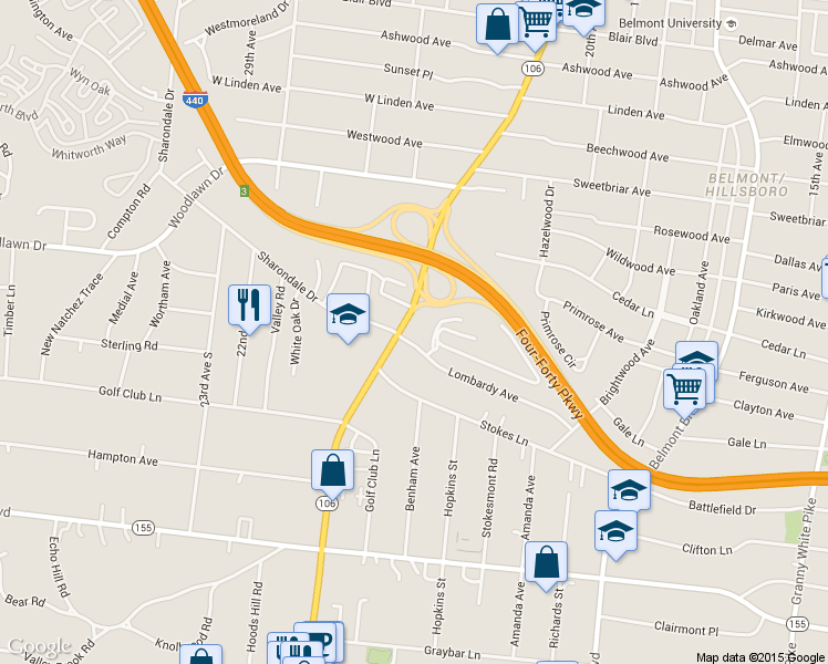 map of restaurants, bars, coffee shops, grocery stores, and more near 2935 Sharon Hill Circle in Nashville