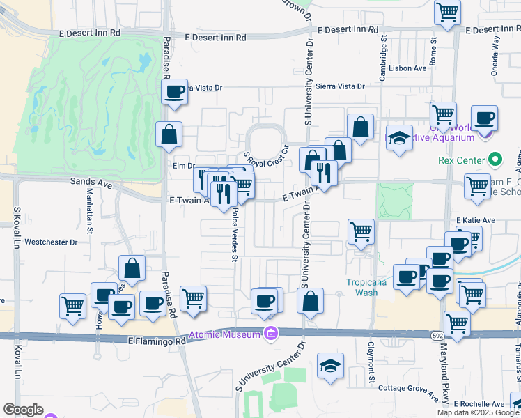 map of restaurants, bars, coffee shops, grocery stores, and more near 3772 Royal Crest Street in Las Vegas