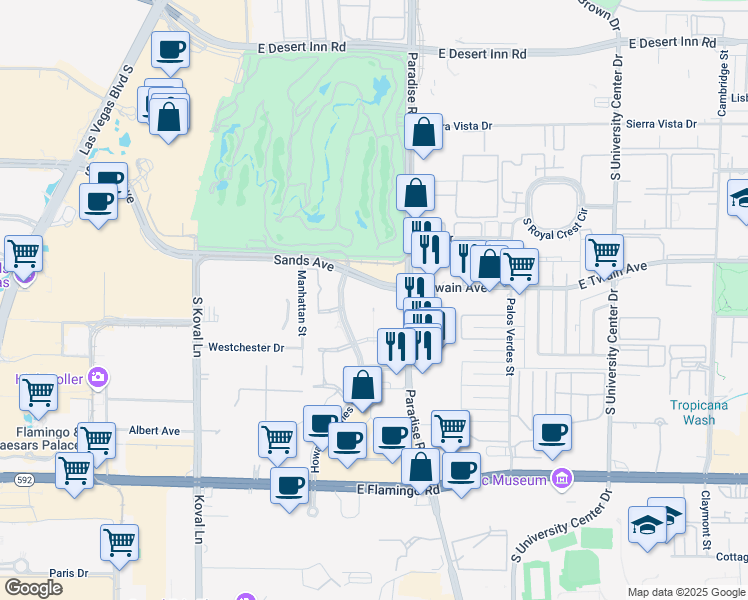 map of restaurants, bars, coffee shops, grocery stores, and more near 3770 Howard Hughes Parkway in Las Vegas