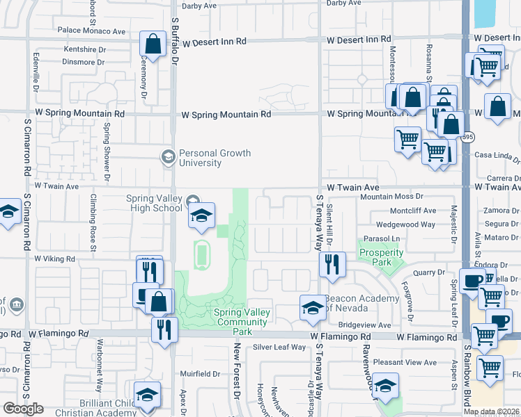 map of restaurants, bars, coffee shops, grocery stores, and more near 7528 Golden Yucca Drive in Las Vegas