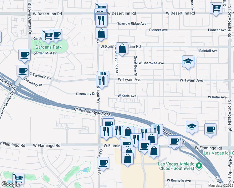 map of restaurants, bars, coffee shops, grocery stores, and more near 3791 Tohono Canyon Street in Las Vegas