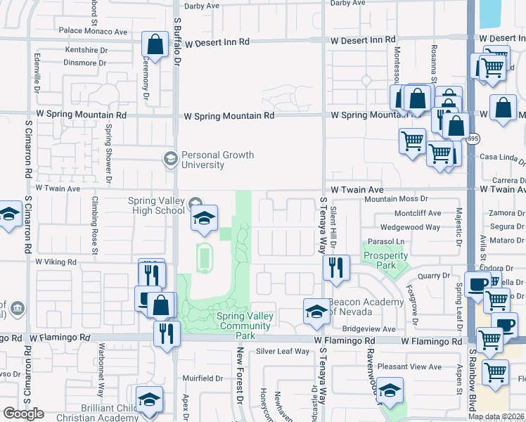 map of restaurants, bars, coffee shops, grocery stores, and more near 7528 Golden Yucca Drive in Las Vegas
