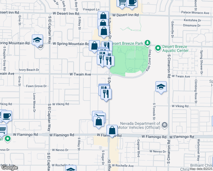 map of restaurants, bars, coffee shops, grocery stores, and more near 3742 Bacolod Court in Las Vegas