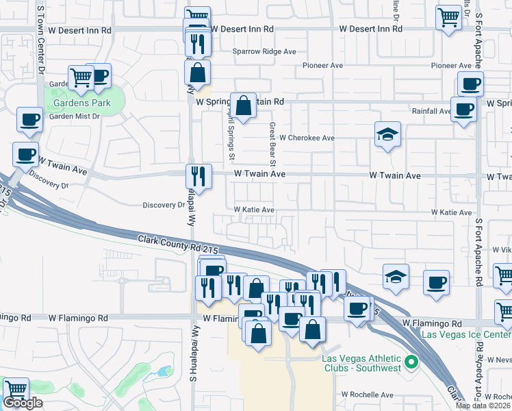 map of restaurants, bars, coffee shops, grocery stores, and more near 3755 Point Sublime Street in Las Vegas
