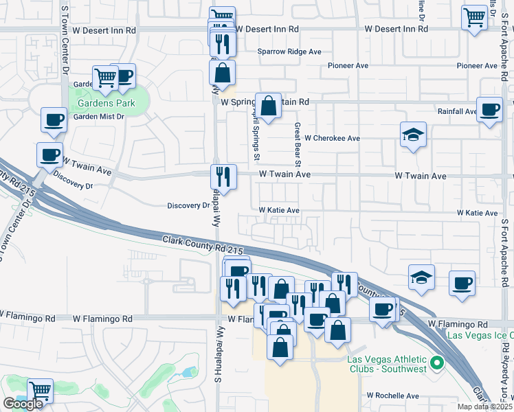 map of restaurants, bars, coffee shops, grocery stores, and more near 3791 Tohono Canyon Street in Las Vegas