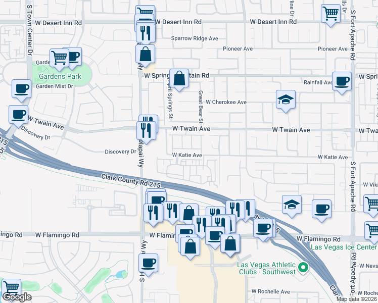 map of restaurants, bars, coffee shops, grocery stores, and more near 3755 Point Sublime Street in Las Vegas
