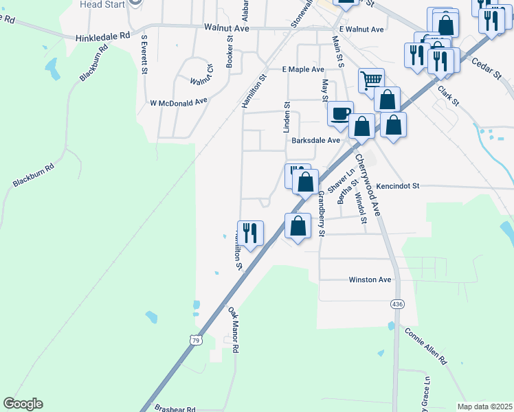 map of restaurants, bars, coffee shops, grocery stores, and more near 302 Hamilton Street in McKenzie