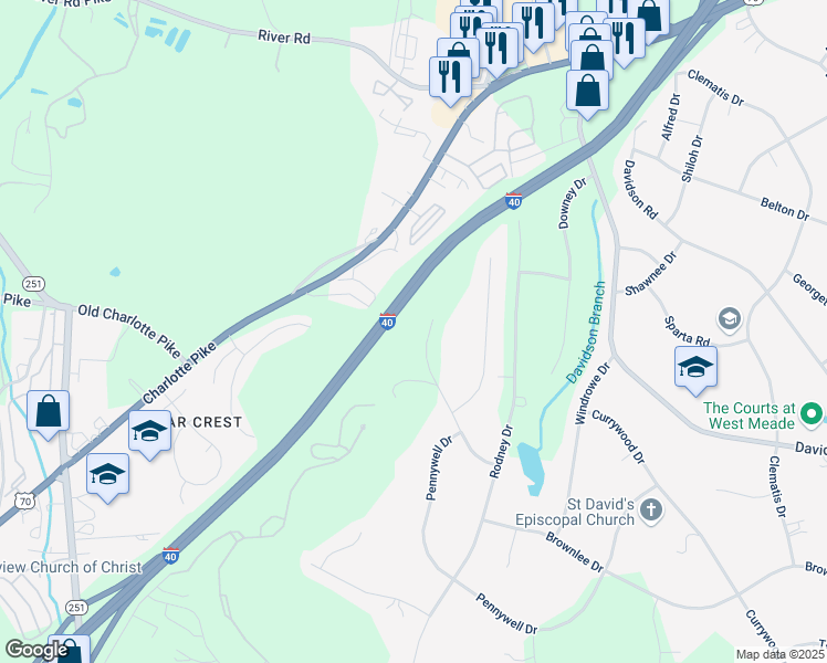 map of restaurants, bars, coffee shops, grocery stores, and more near 758 Rhonda Lane in Nashville