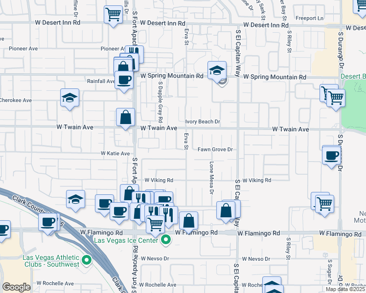 map of restaurants, bars, coffee shops, grocery stores, and more near 3748 Robert Randolf Way in Las Vegas
