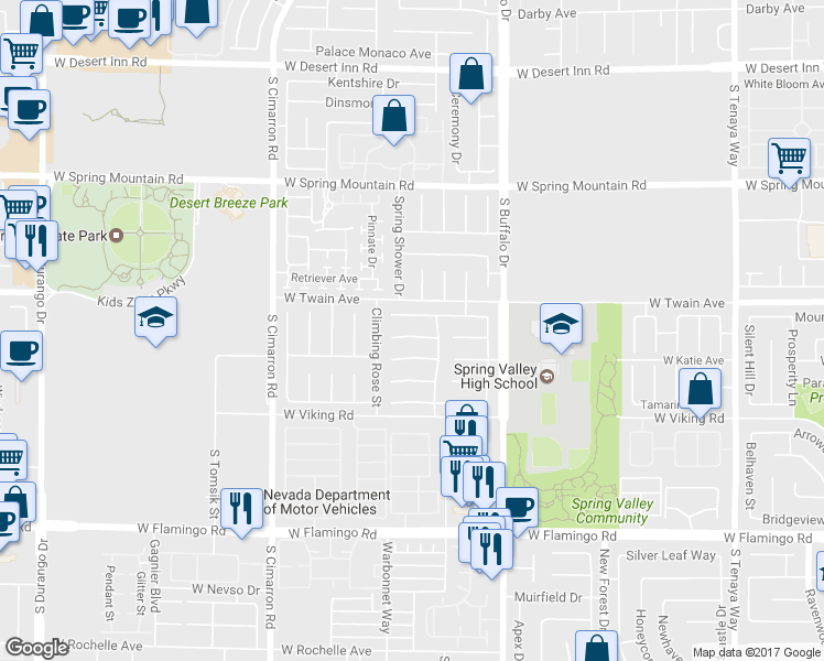 map of restaurants, bars, coffee shops, grocery stores, and more near 7962 Angel Tree Court in Las Vegas