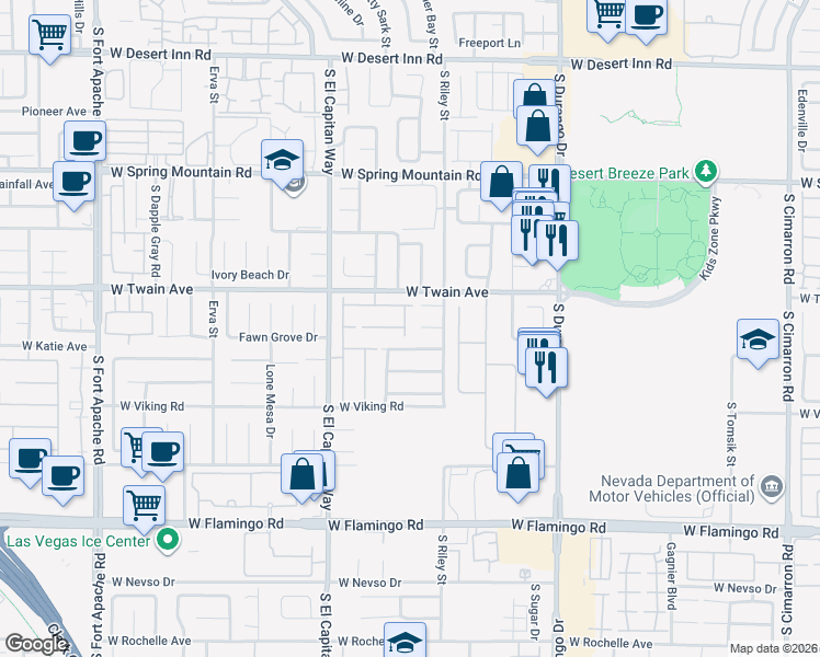 map of restaurants, bars, coffee shops, grocery stores, and more near 8883 Sanibel Shore Avenue in Las Vegas