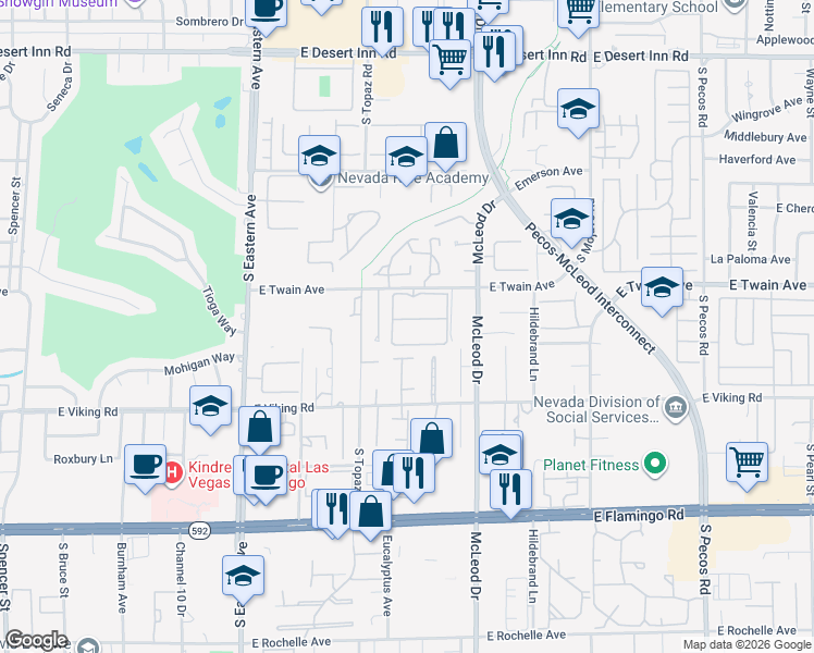 map of restaurants, bars, coffee shops, grocery stores, and more near 2761 Cape Hope Way in Las Vegas
