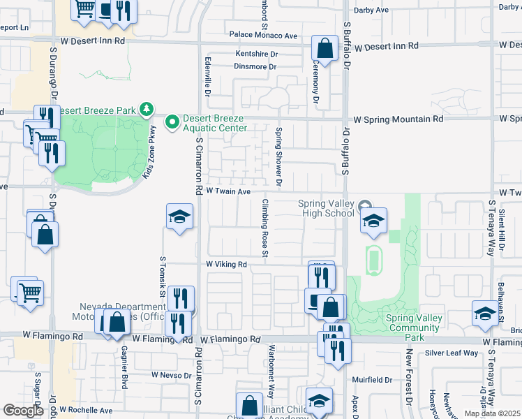 map of restaurants, bars, coffee shops, grocery stores, and more near 3749 Climbing Rose Street in Las Vegas