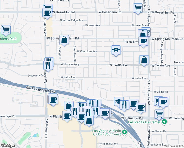 map of restaurants, bars, coffee shops, grocery stores, and more near 3769 Tranquility Ridge Court in Las Vegas