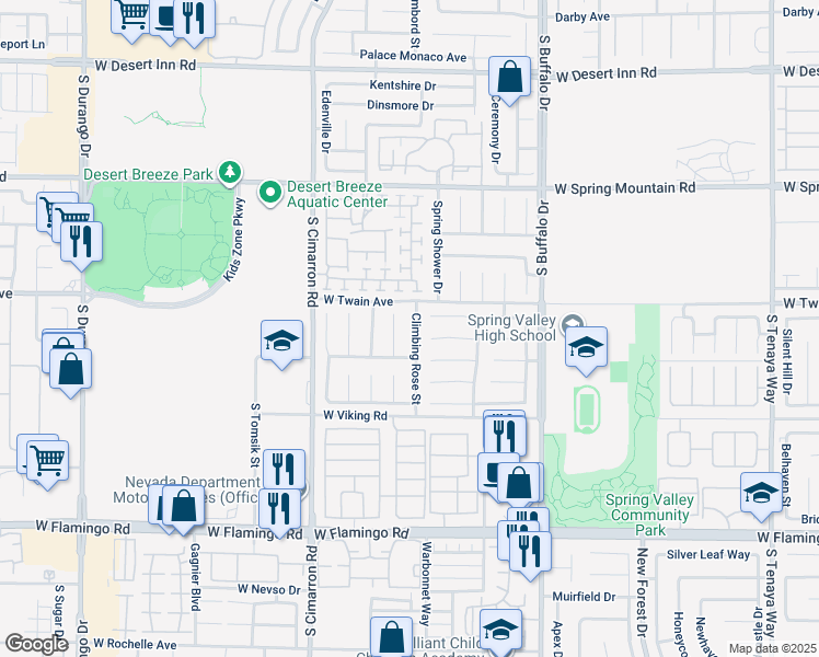 map of restaurants, bars, coffee shops, grocery stores, and more near 3749 Climbing Rose Street in Las Vegas