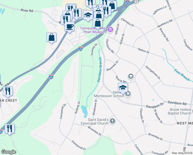 map of restaurants, bars, coffee shops, grocery stores, and more near 971 Davidson Drive in Nashville