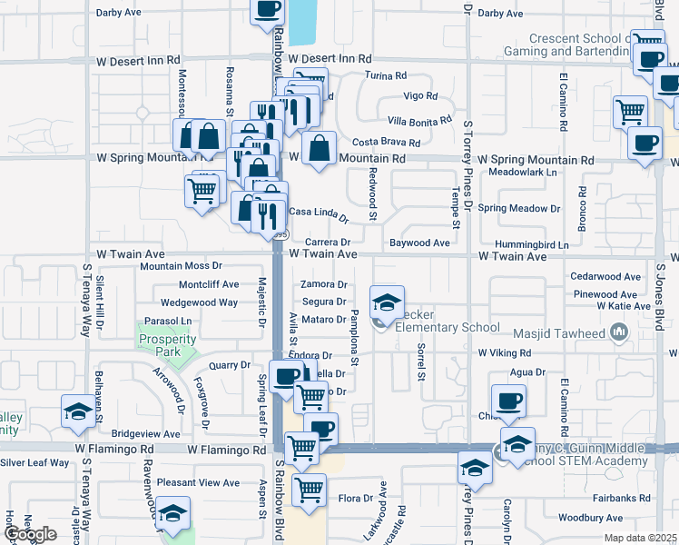 map of restaurants, bars, coffee shops, grocery stores, and more near 3740 Lillo Street in Las Vegas