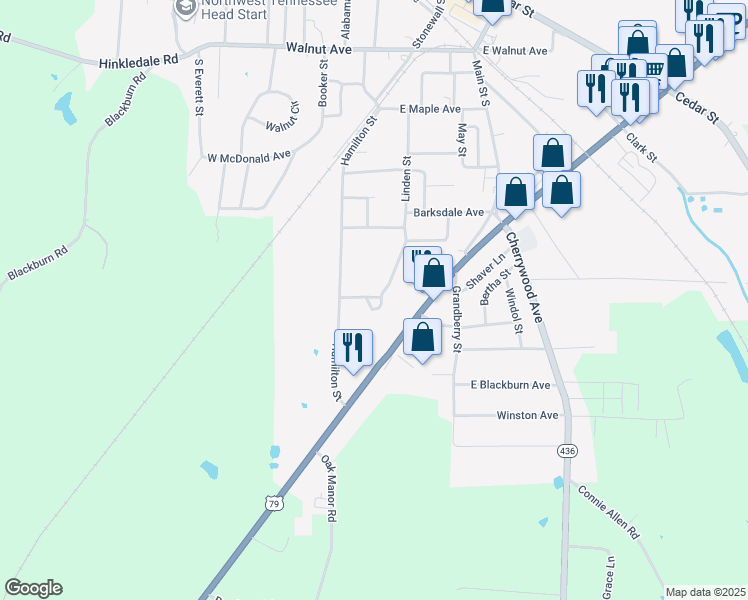 map of restaurants, bars, coffee shops, grocery stores, and more near 112-174 Hillview Apt Drive in McKenzie