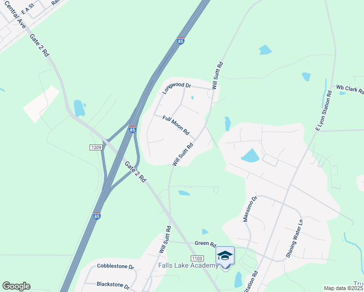 map of restaurants, bars, coffee shops, grocery stores, and more near 2061 Will Suitt Road in Creedmoor