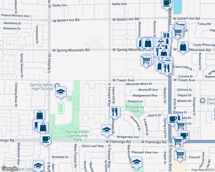 map of restaurants, bars, coffee shops, grocery stores, and more near 3732 White Peppermint Drive in Las Vegas