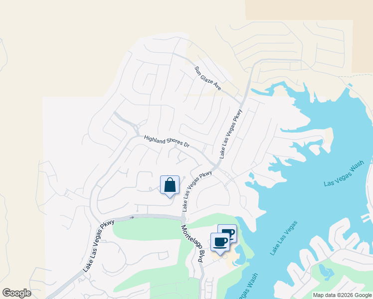 map of restaurants, bars, coffee shops, grocery stores, and more near 16 Canyon Shores Place in Henderson