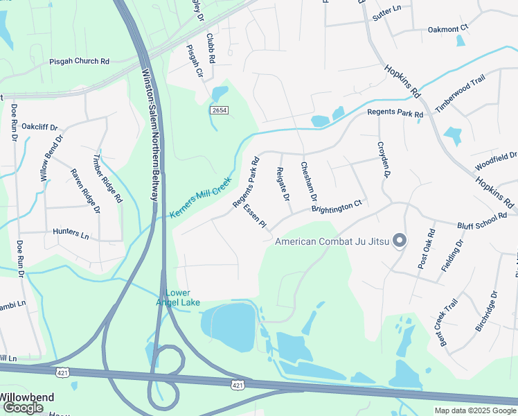 map of restaurants, bars, coffee shops, grocery stores, and more near 489 Essen Place in Kernersville