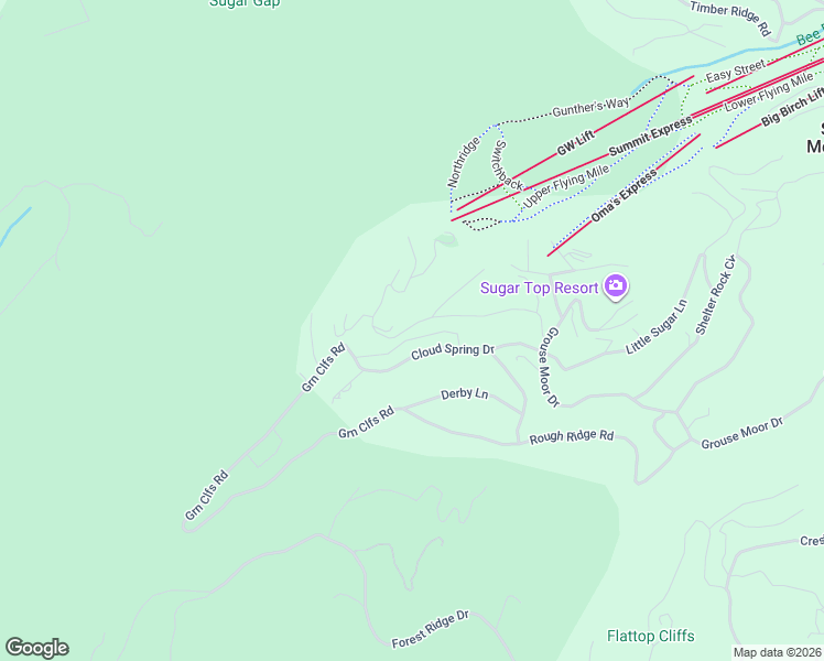 map of restaurants, bars, coffee shops, grocery stores, and more near 461 Craggy Pointe in Sugar Mountain