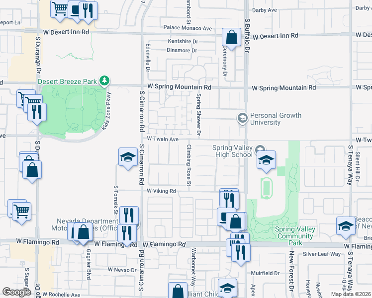 map of restaurants, bars, coffee shops, grocery stores, and more near 3741 Climbing Rose Street in Las Vegas