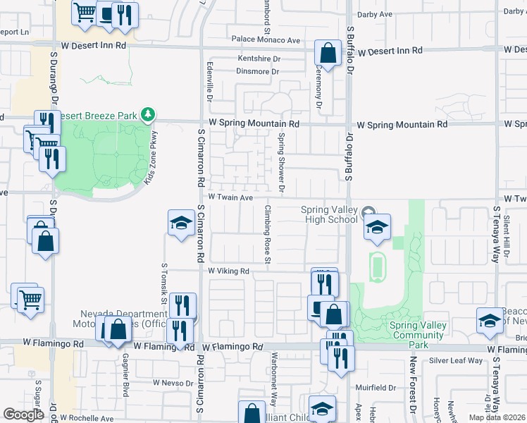 map of restaurants, bars, coffee shops, grocery stores, and more near 3733 Climbing Rose Street in Las Vegas