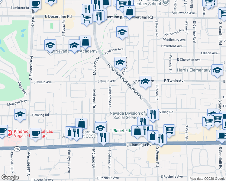 map of restaurants, bars, coffee shops, grocery stores, and more near 3119 Sonata Drive in Las Vegas