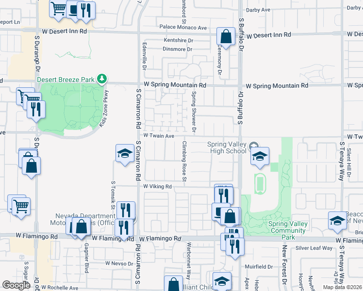 map of restaurants, bars, coffee shops, grocery stores, and more near 3733 Climbing Rose Street in Las Vegas
