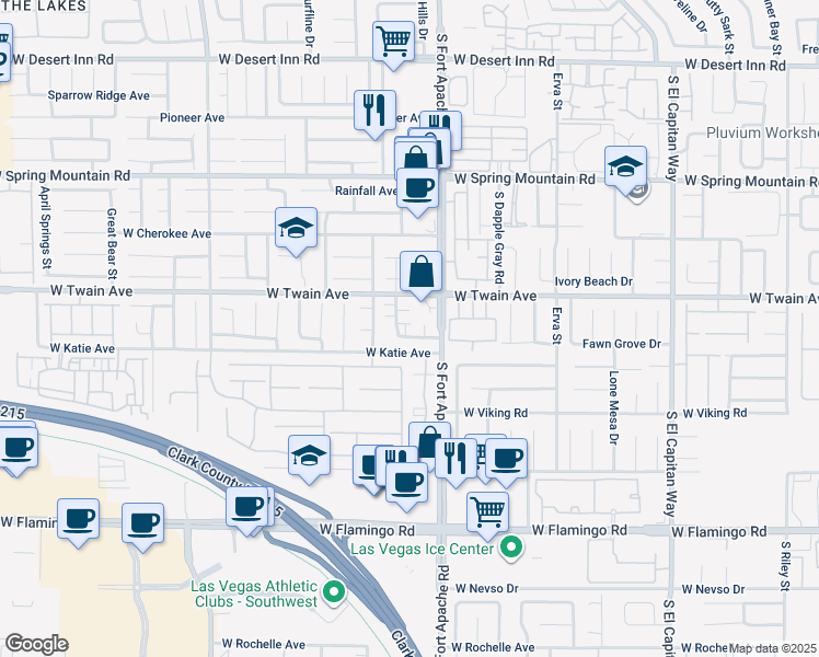 map of restaurants, bars, coffee shops, grocery stores, and more near 3747 Sand Pier Street in Las Vegas