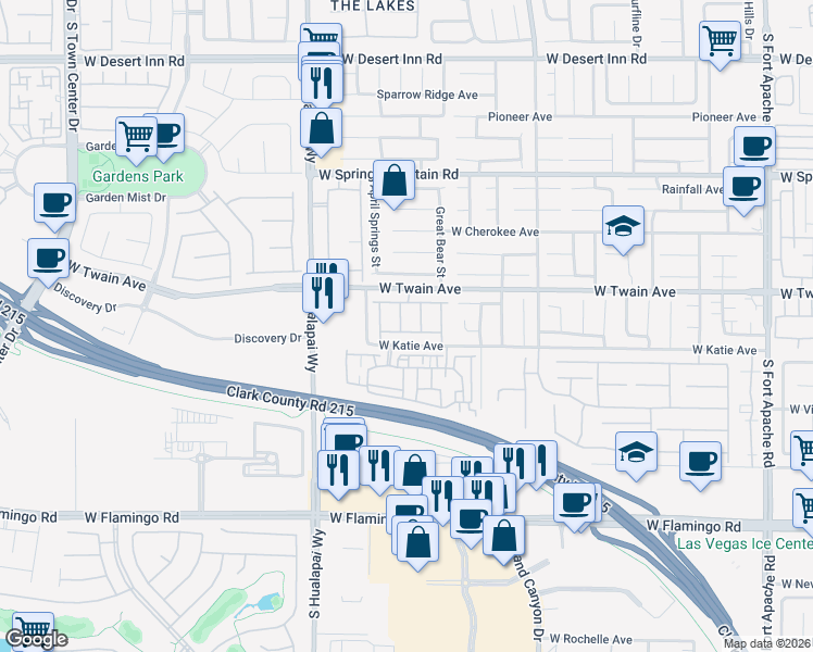 map of restaurants, bars, coffee shops, grocery stores, and more near 3755 Point Sublime Street in Las Vegas