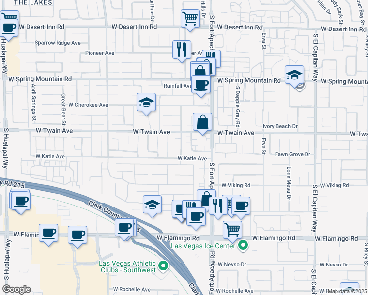 map of restaurants, bars, coffee shops, grocery stores, and more near 3758 Solandra Street in Las Vegas