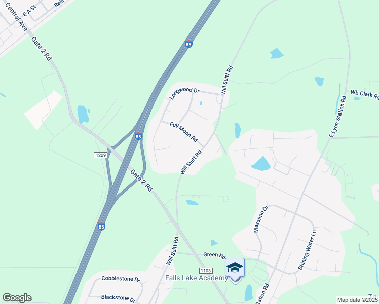 map of restaurants, bars, coffee shops, grocery stores, and more near 2061 Will Suitt Road in Creedmoor